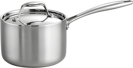 Tramontina Signature Tri-Ply Clad Stainless Steel 2-Quart Sauce Pan with Lid, Induction-Ready, Dishwasher-Safe, NSF-Certified, Made in Brazil