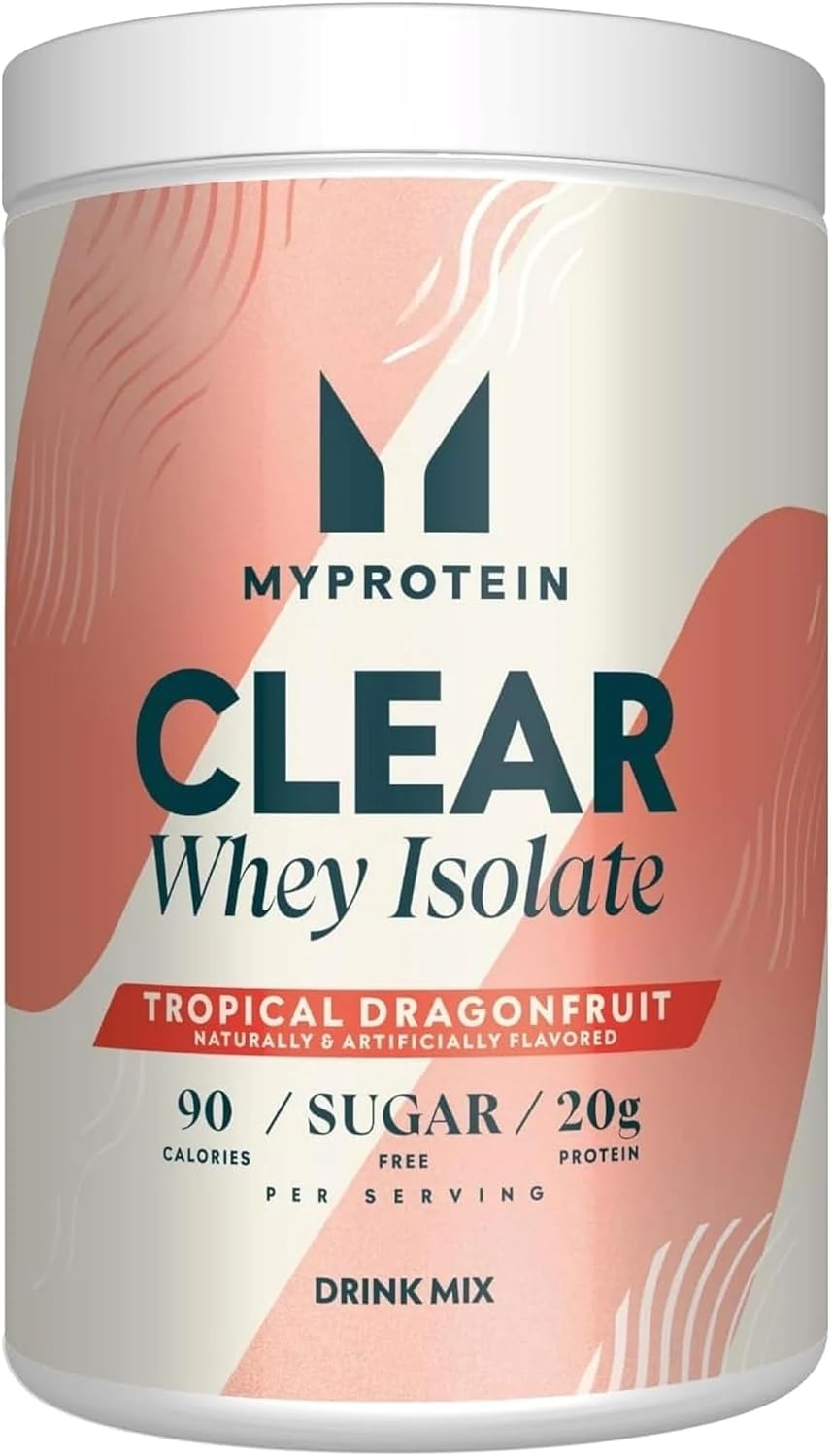 Myprotein Clear Whey Isolate Protein Powder, 1.9 lb Tropical Dragonfruit, 20g Protein per Serving, Naturally Flavored Drink Mix, Daily Protein Intake for Superior Performance