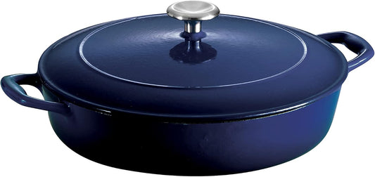 Tramontina Bestow Enameled Cast Iron Braiser Pan with Lid, 4-quart, Blue