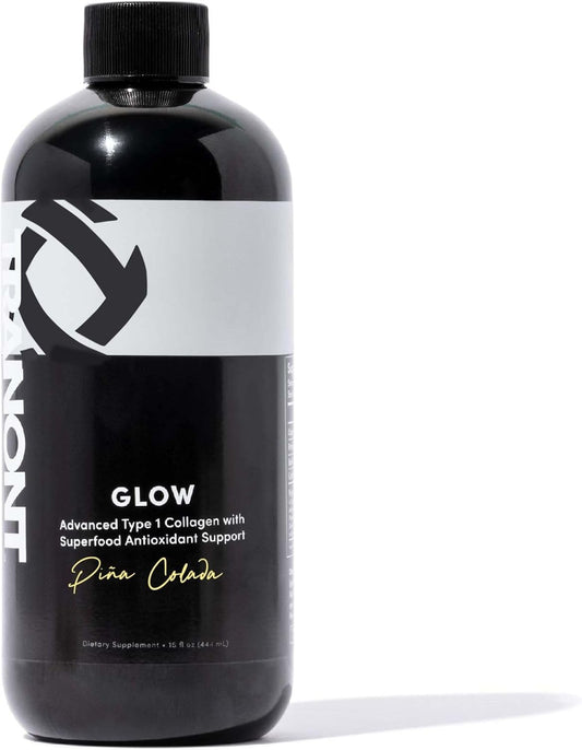 Tranont Glow | Piña Colada | Type 1 Collagen with Superfood Antioxidant Support | for Hair, Skin, Nails & Joints | Liquid Collagen with Hyaluronic Acid & Peptides | 15 Fl Oz