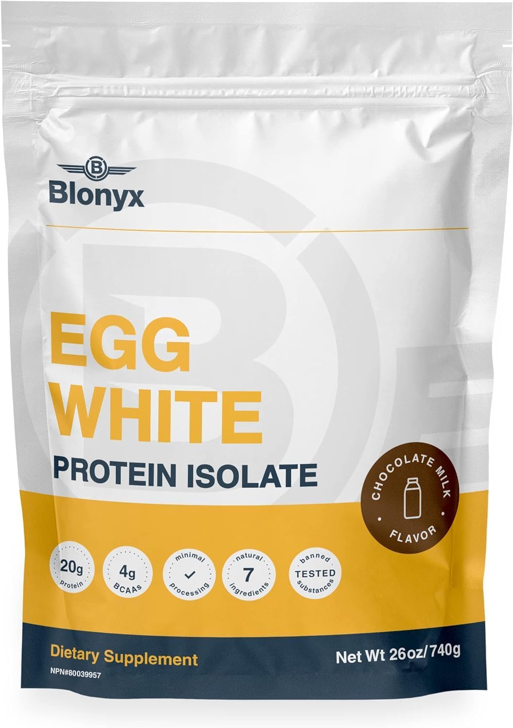 Egg White Protein Isolate Powder - Chocolate Milk Flavor, 20g Protein per Serving, Gluten & Lactose Free, Natural Ingredients, 1.63 lbs