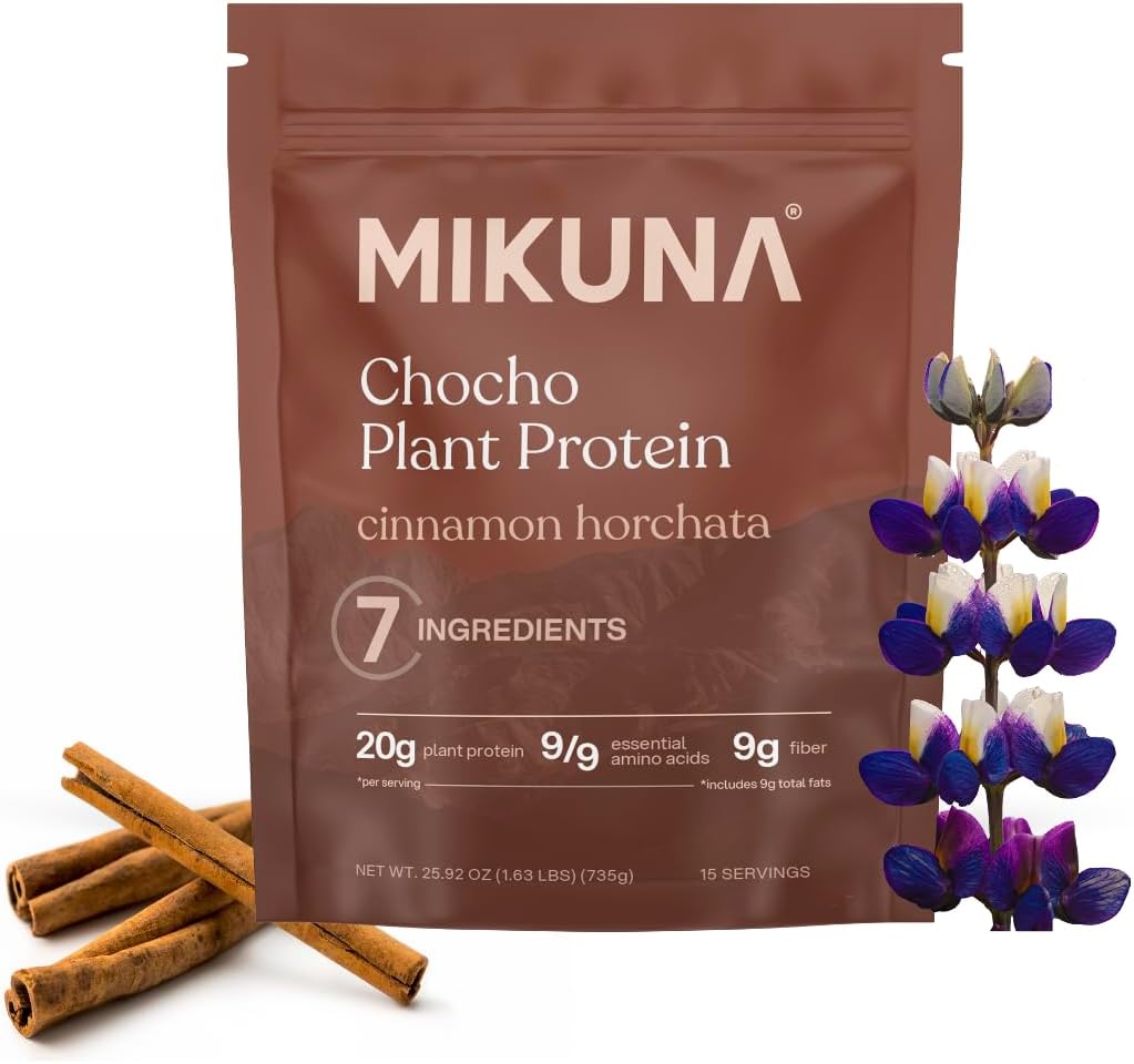 Mikuna Chocho Plant Protein, Plant Protein Powder, Vegan, Keto, Gluten-Free, Lectin-Free, 20g Protein, 8g Fiber, Non-Isolate (15 Servings, Cinnamon Horchata)