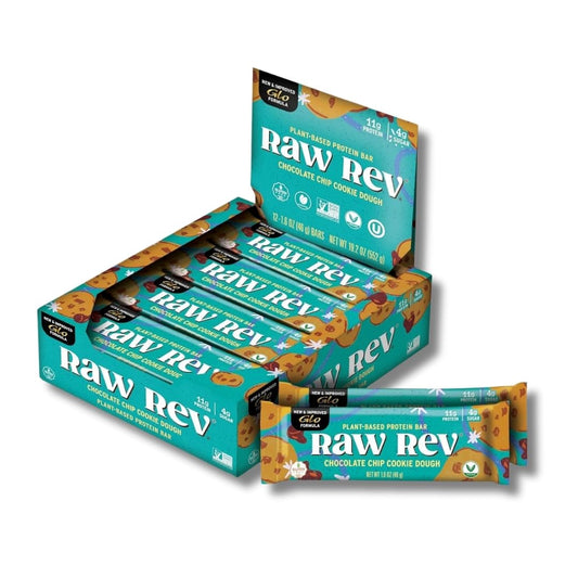 Raw Rev Glo Protein Bar, Chocolate Chip Cookie Dough, 1.6 Ounce (Pack of 12)