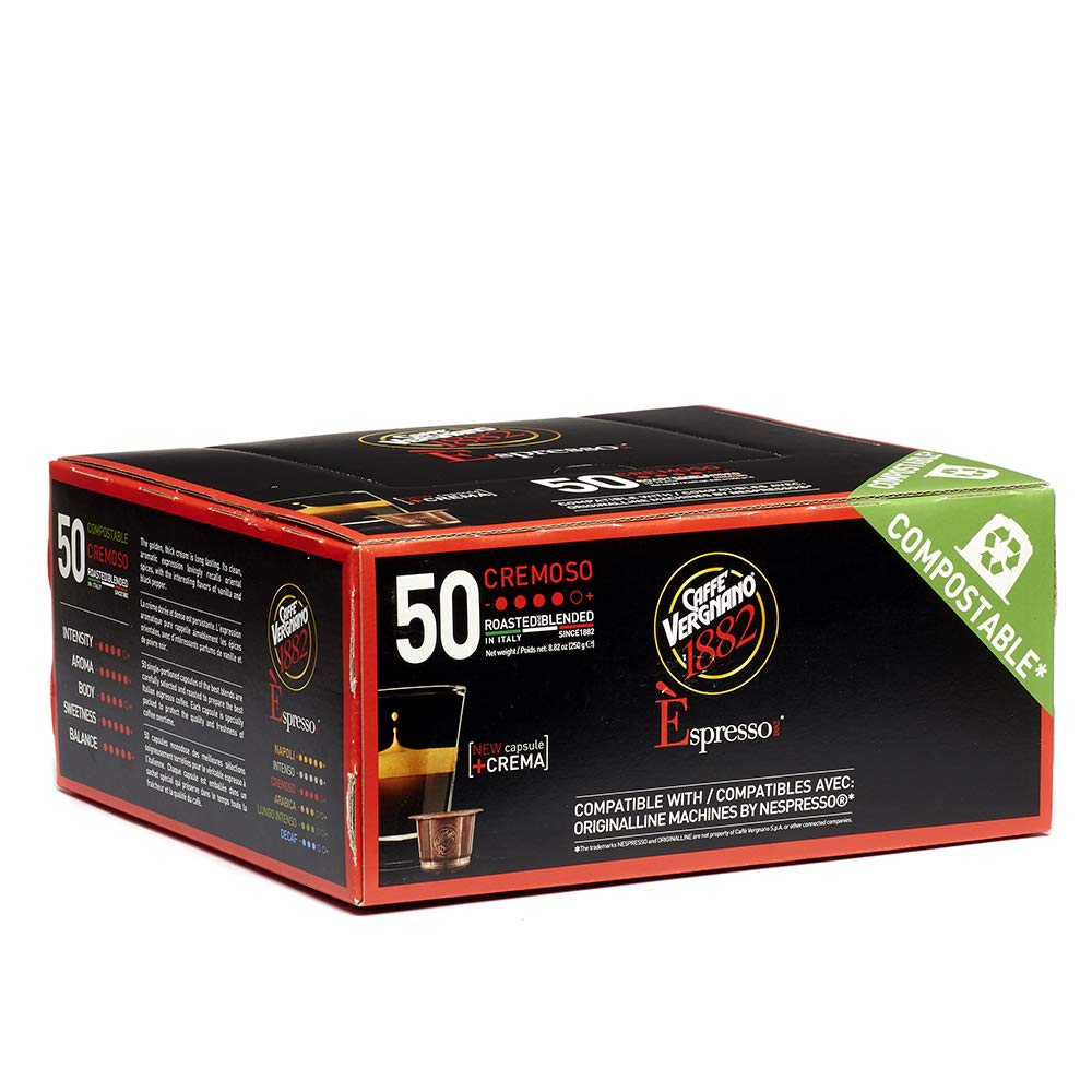 Caffe Vergnano Cremoso Capsules Compatible with Original Line Machines by Nespresso - 50 Count (Pack of 1)