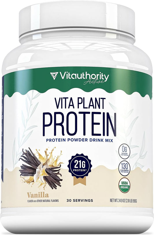Organic Plant Based Protein for Women Complete Vegan Protein Powder with BCAAs & MCTs Plant-Based 21g, Dairy-Free, Gluten-Free, No Added Sugar, Supports Muscle Recovery (Vanilla Flavored, 30 Servings)