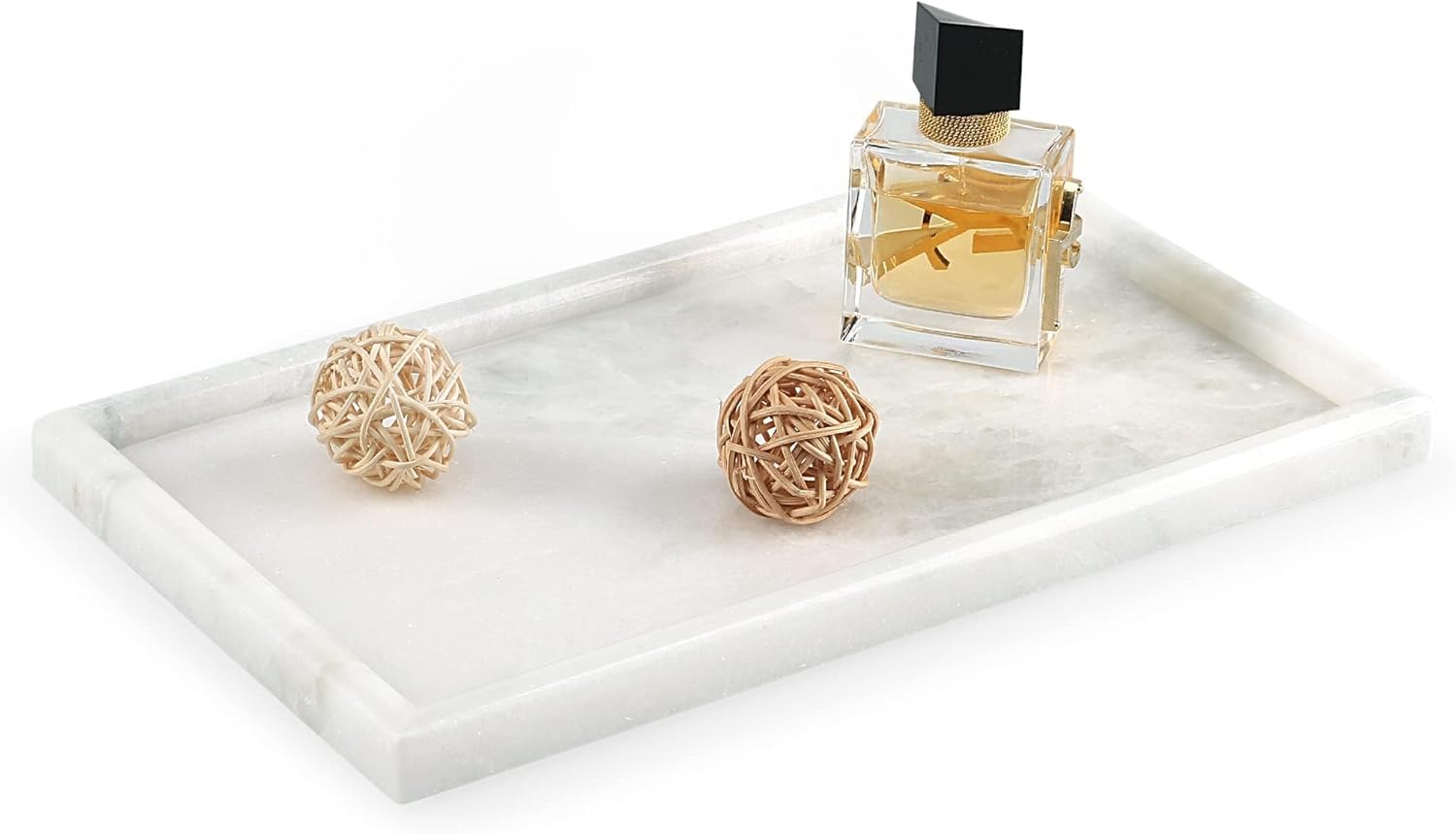 Koville African Natural Marble Tray, 12"x7" Coffee Table Vanity\/Decorative Tray for Jewerly, Watch, Perfume Candle Tray for Bedroom\/Bathroom\/Kitchen Countertop