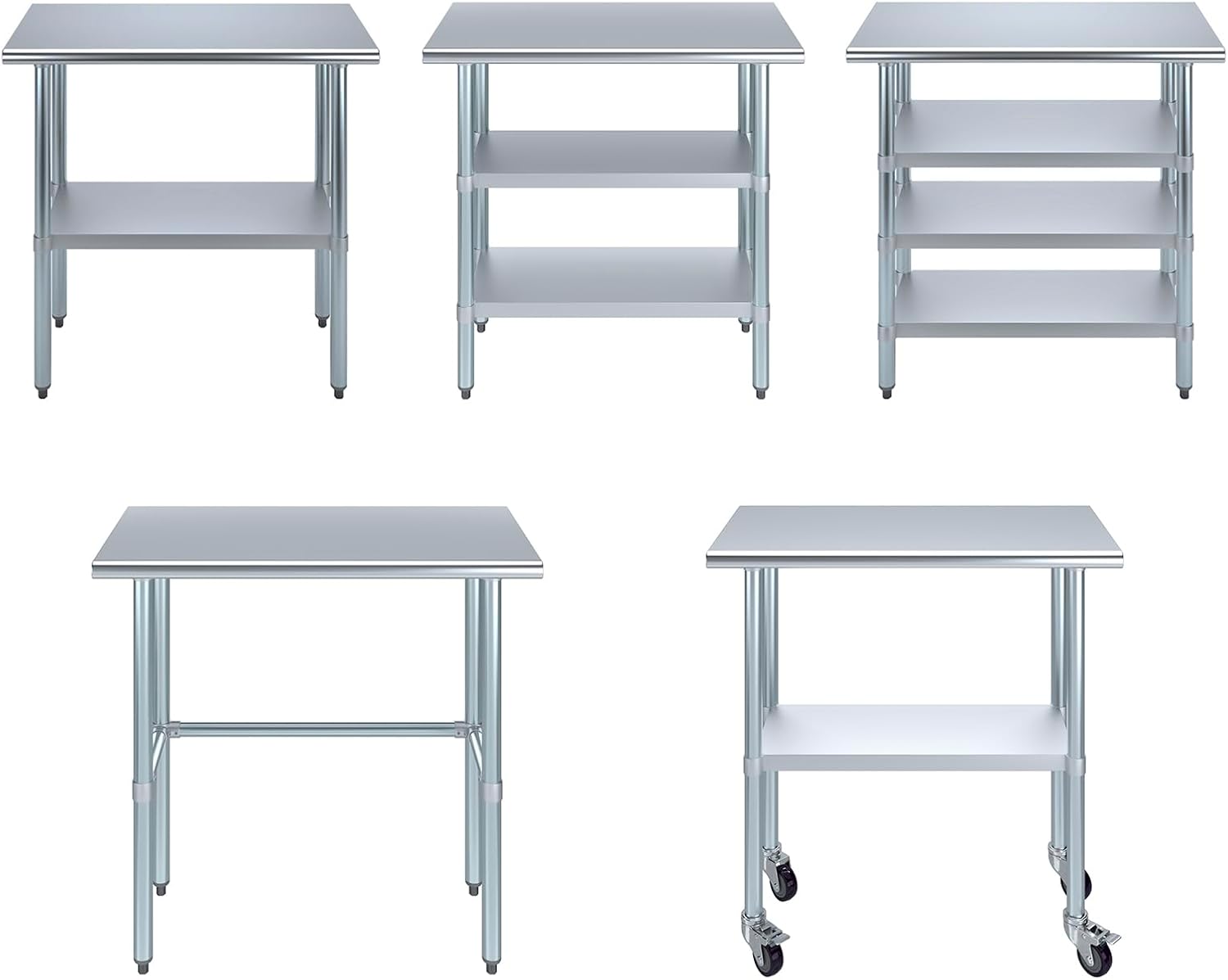 Stainless Steel Table + Add Casters | Choose from 43 Sizes | NSF Metal Work Table for Kitchen Prep Utility | Commercial and Residential Applications.