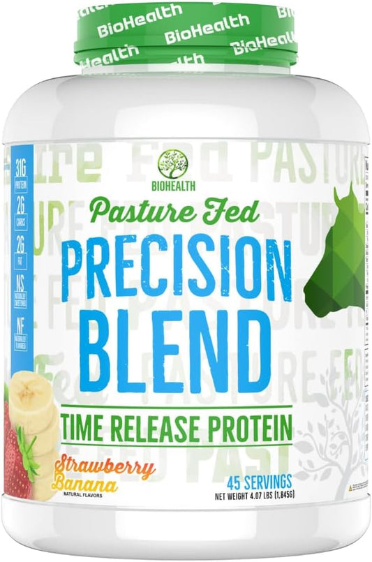 Precision Blend Strawberry Banana | Time Released Whey Protein Blend | Muscle Building | Recovery | Meal Replacement (4lb, Strawberry Banana)