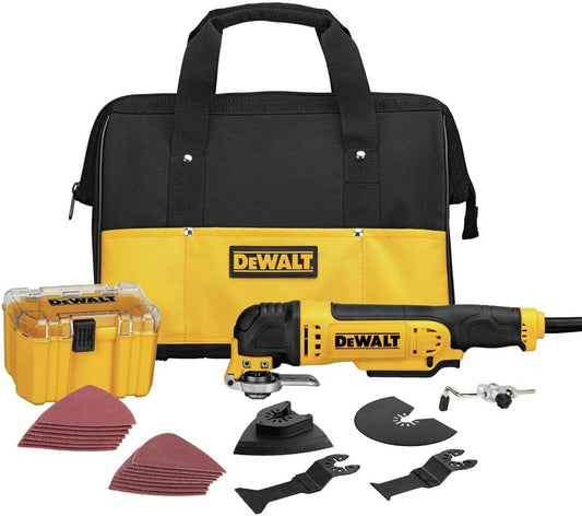 DEWALT Oscillating Tool, 3-Amp, Corded, Includes Wood Blades, Sandpaper and Tool Bag (DWE315K)