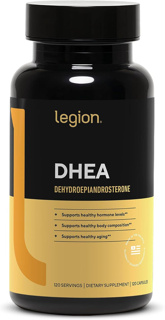 LEGION DHEA 50mg Supplement for Men & Women – Supports Hormone Balance & Wellness, Helps Maintain Energy, Immune System & Bone Strength, Naturally Sweetened, Non-GMO, Gluten-Free (120 Servings)