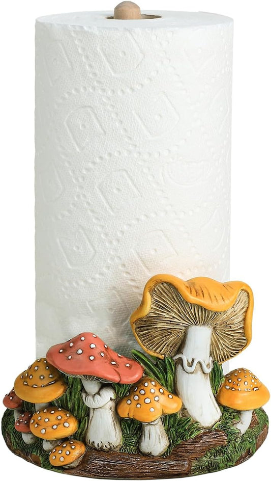 Cute Retro Mushroom Pattern Paper Towel Holder Stand, Resin Crafts Display for Kitchen Countertop, Cafe Western Restaurant Cake Shop Dessert Shop