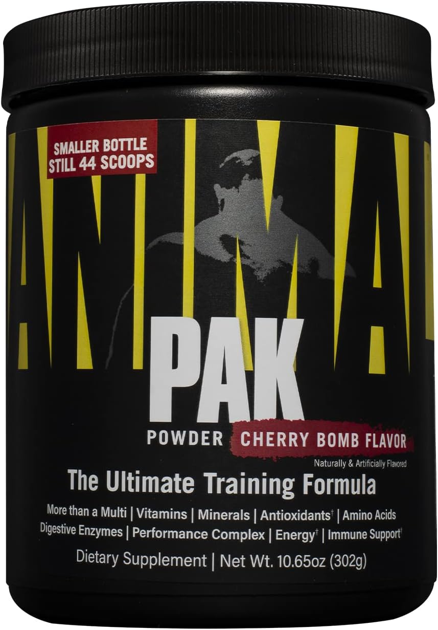 Animal Pak \u2013 Convenient All-in-One Vitamin & Supplement Powder \u2013 Zinc, Vitamins C, B, D, Amino Acids and More \u2013 Sports Nutrition Performance Multivitamin for Women & Men \u2013 44 Scoops, Cherry Bomb