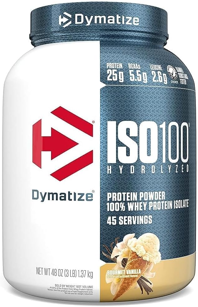 Dymatize ISO 100 Whey Protein Powder Isolate, Gourmet Vanilla, 3 lbs
