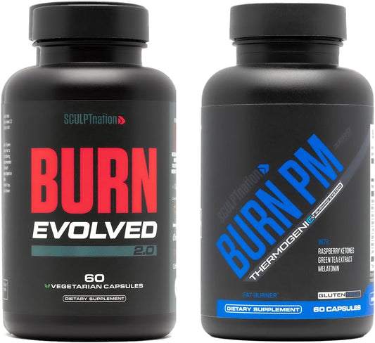 Sculpt Nation by V Shred Burn Day and Burn PM with Capsimax Green Coffee Melatonin and Herbal Extracts 2 Pack for Metabolism and Sleep Support