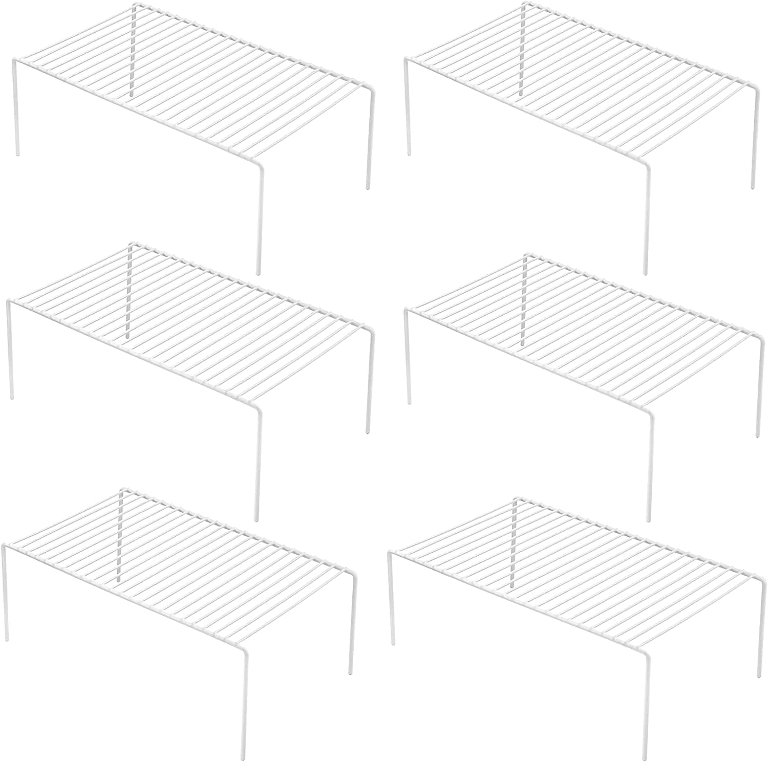 GEDLIRE Cabinet Storage Shelf Rack Set of 6, Medium (13 x 9.4 inch) Rustproof Metal Wire Kitchen Cabinet Organizer and Storage, Cupboard Spice Shelf Rack for Plate, Dish, Counter & Pantry Organization