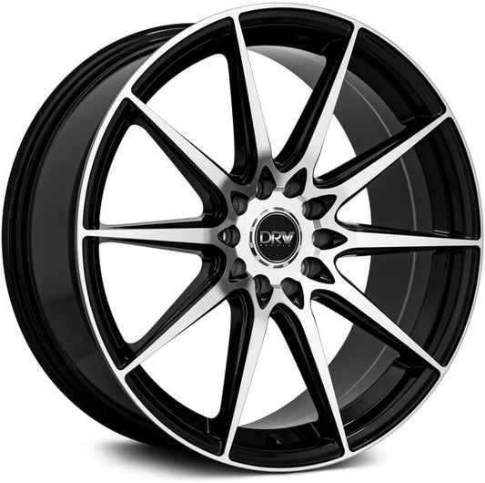 DRW D19 Custom Wheel - 18x8, 38 Offset, 5x100 Bolt Pattern, 73.1mm Hub - Black with Machined Face Rim