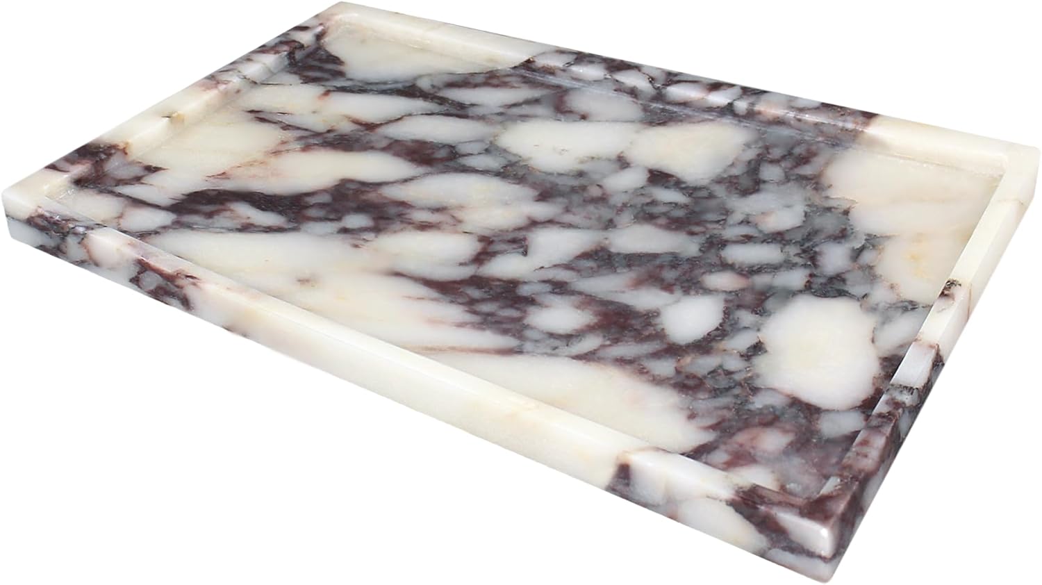 YMXYJM 100% Real Luxury Natural Marble Vanity Tray Genuine Calacatta Viola Marble Stone Storage Trays for Home Decor Bathroom Vanity Dresser Kitchen, Non-Resin\/Non-Ceramic, 11.7" x 7.8"