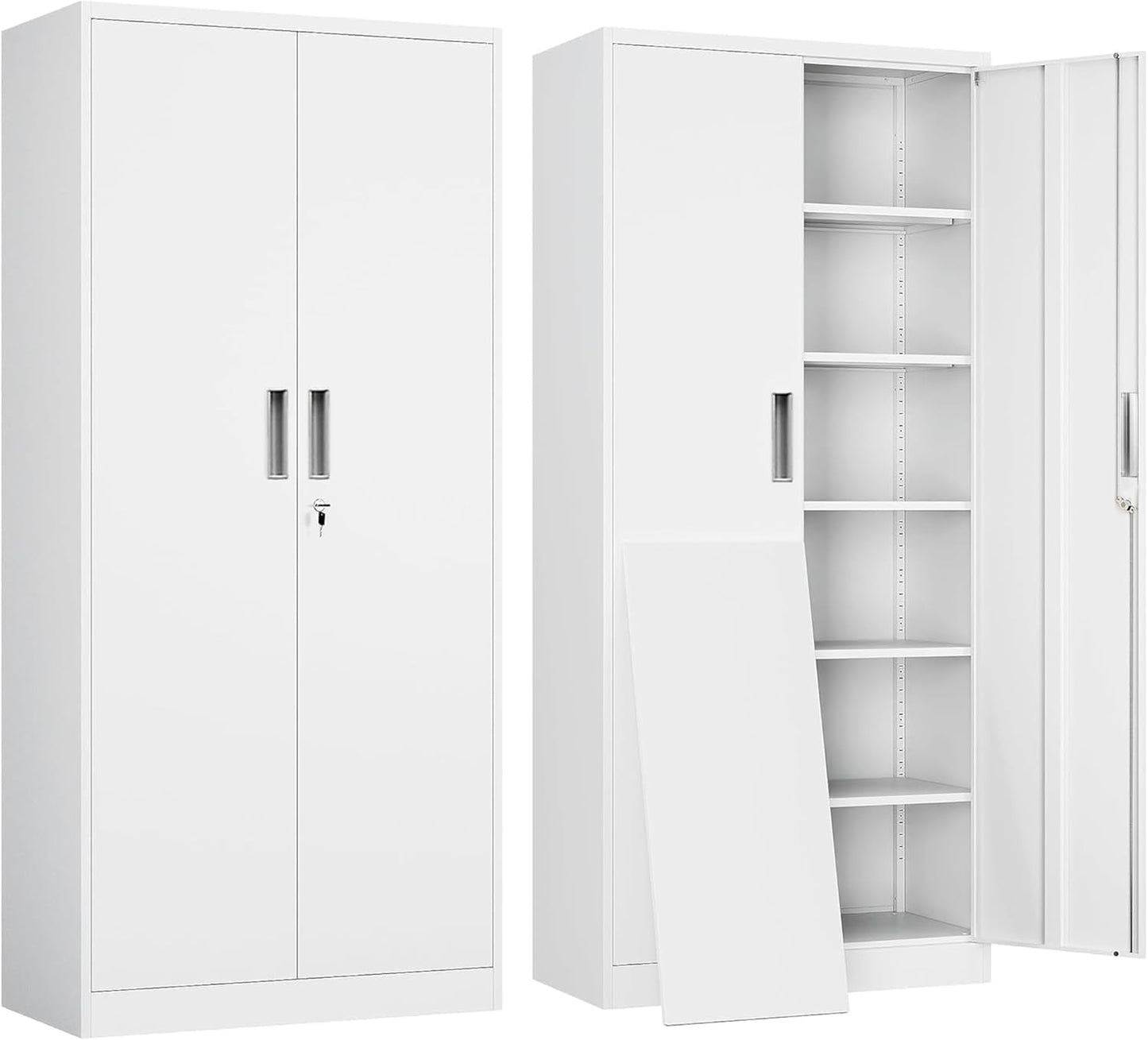 YEEZER Metal Storage Cabinet, 71 Inch Tall Metal Storage Cabinet with Doors and Shelves, Pantry Cabinets for Kitchen Storage, Garage Cabinet for Living, Dining Room, Assemble Required