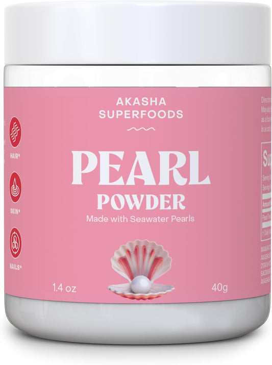 Pearl Powder, Dietary and Topical Use, Blend Into Drinks, Smoothies, or Skincare, Natural Source of Calcium, Amino Acids, & Minerals, Gentle on Sensitive Skin, Gluten Free, 1.4 Oz