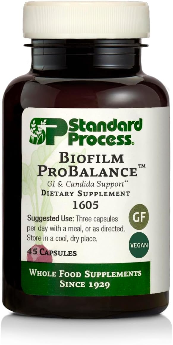 Standard Process Biofilm ProBalance - Digestive Wellness Supplement with Probiotics - Gut Health & Microbiome Support - Aids Intestinal Comfort - Gluten-Free & Vegan - 45 Capsules (15 Servings)
