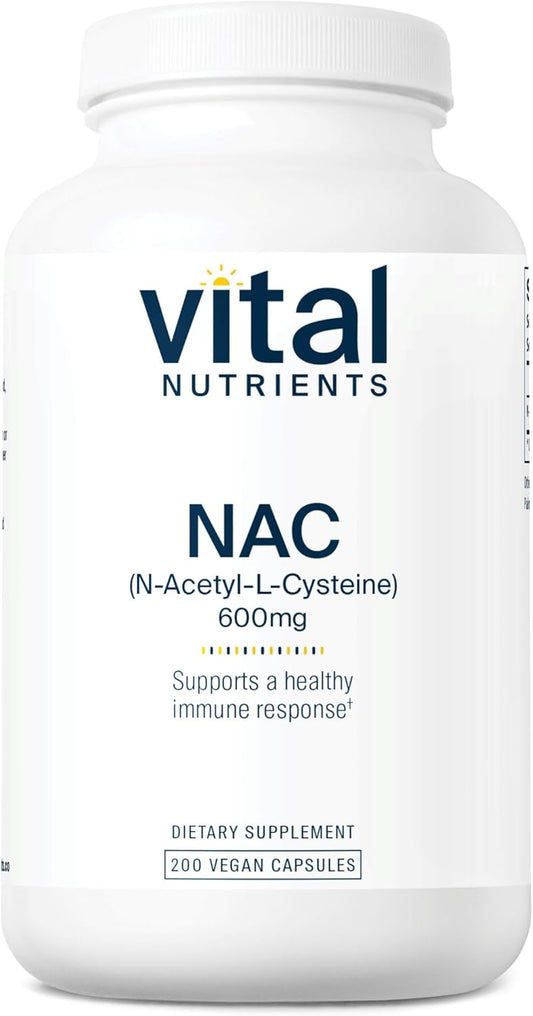 Vital Nutrients NAC 600mg | N-Acetyl Cysteine | Vegan NAC Supplement | Antioxidant for Sinus, Liver, Immune, and Respiratory Health* | Gluten, Dairy, Soy Free | 200 Capsules