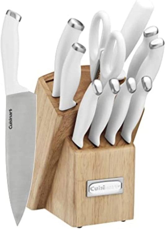 Cuisinart Block Knife Set, 12pc Cutlery Knife Set with Steel Blades for Precise Cutting, Lightweight, Stainless Steel, Durable & Dishwasher Safe, C77SSW-12P