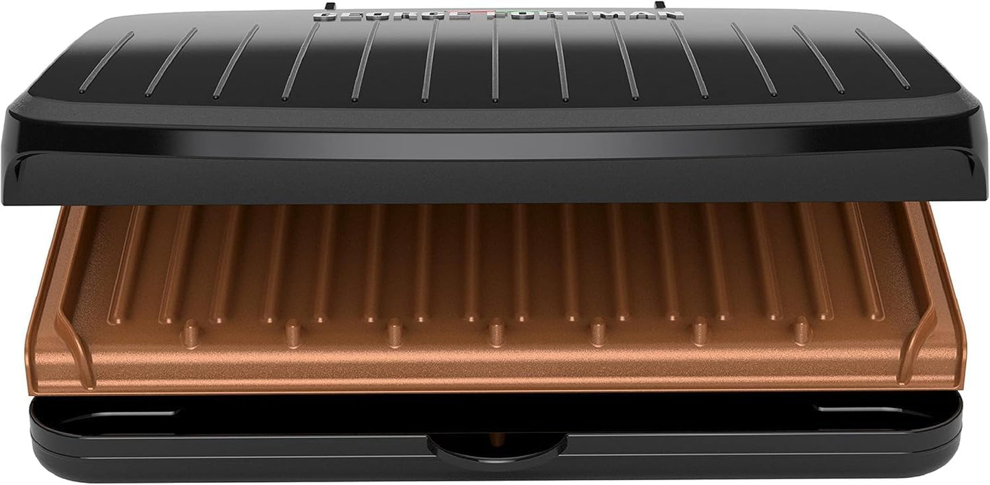 George Foreman 5-Serving Classic Plate Electric Indoor Grill and Panini Press, Space Saving Design, Black
