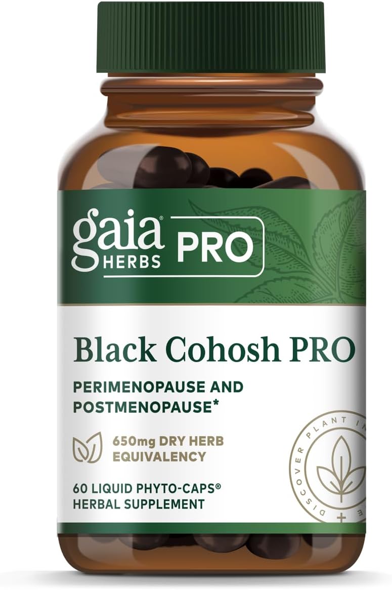 GAIA HERBS PRO Black Cohosh PRO - Healthy Perimenopause & Post Menopause Support Supplement* - Women's Health Supplement with Black Cohosh Root Extract - Vegan - 60 Liquid Phyto-Caps (60 Servings)