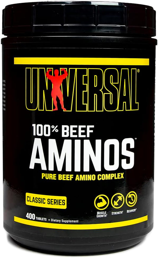 Universal Nutrition - 100% Beef Aminos -3g of Beef Protein Isolate for Recovery and Growth - 400 Tabs