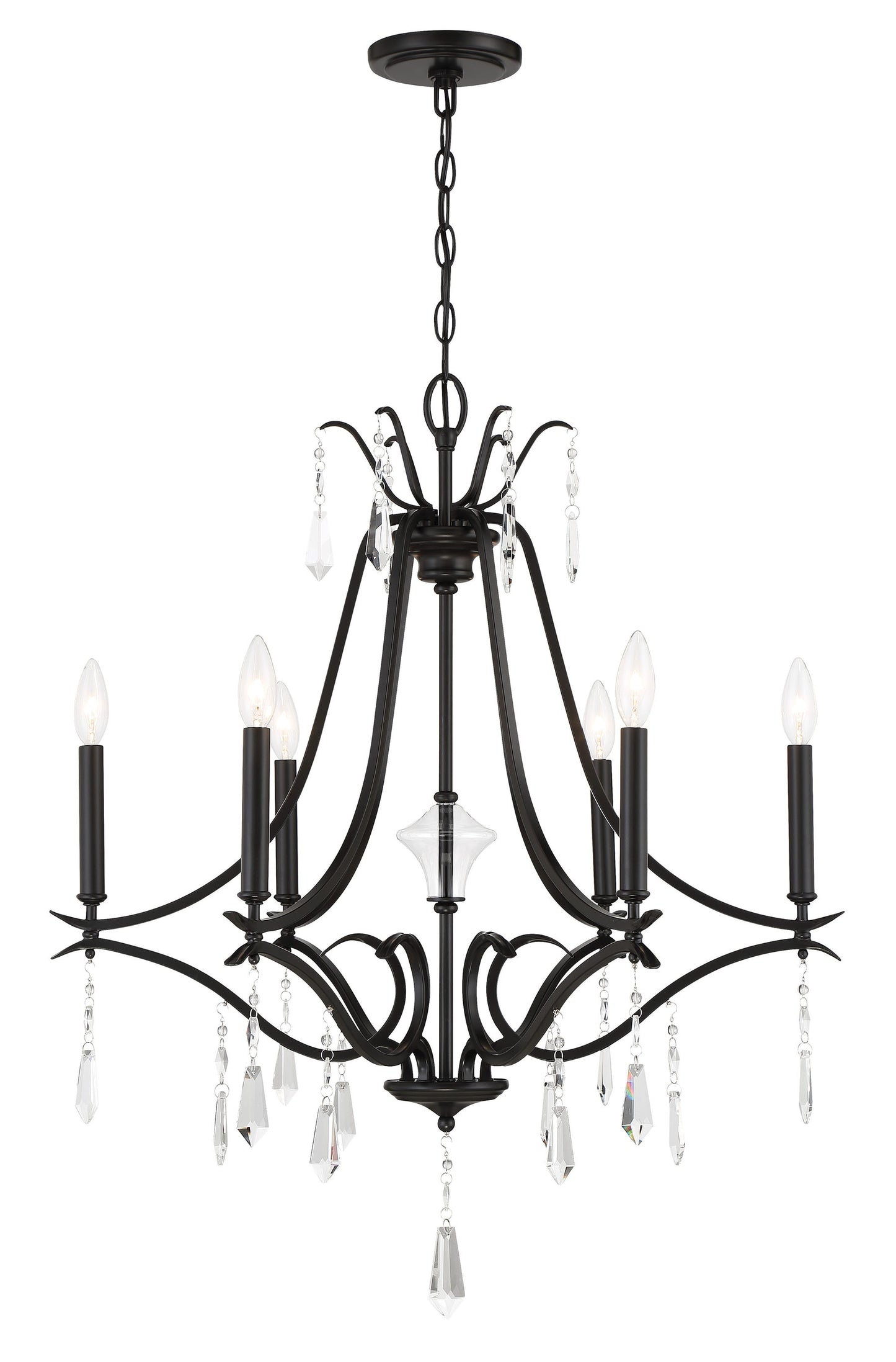 Minka Lavery Laurel Estate 6 -Light Matte Black Modern/contemporary Bare bulb For Use in Bedrooms, Dining Rooms, Foyers, Kitchens, Living Rooms Chandelier 4838502