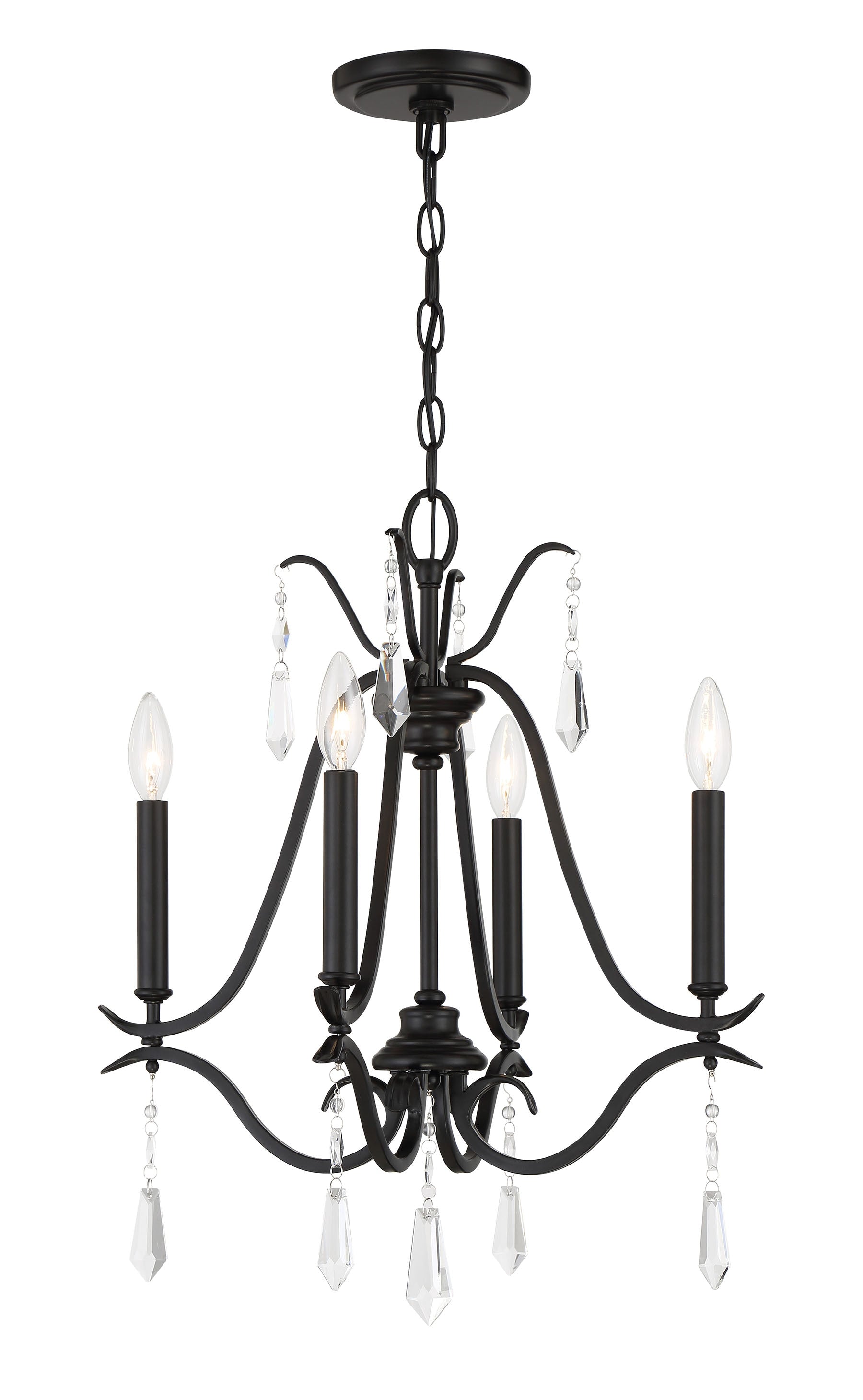 Minka Lavery Laurel Estate 4 -Light Matte Black Modern/contemporary Bare bulb For Use in Bedrooms, Dining Rooms, Foyers, Kitchens, Living Rooms Chandelier 4838498