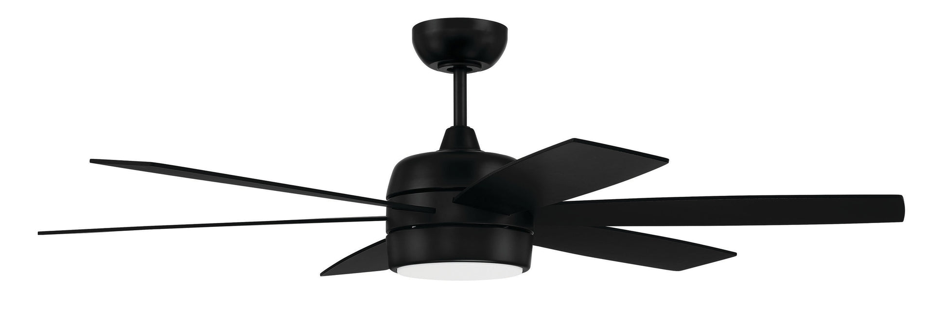 Craftmade Trevor 52-in Flat Black Integrated LED Indoor/Outdoor Smart Ceiling Fan with Light and Remote (6-Blade) TRV52FB6