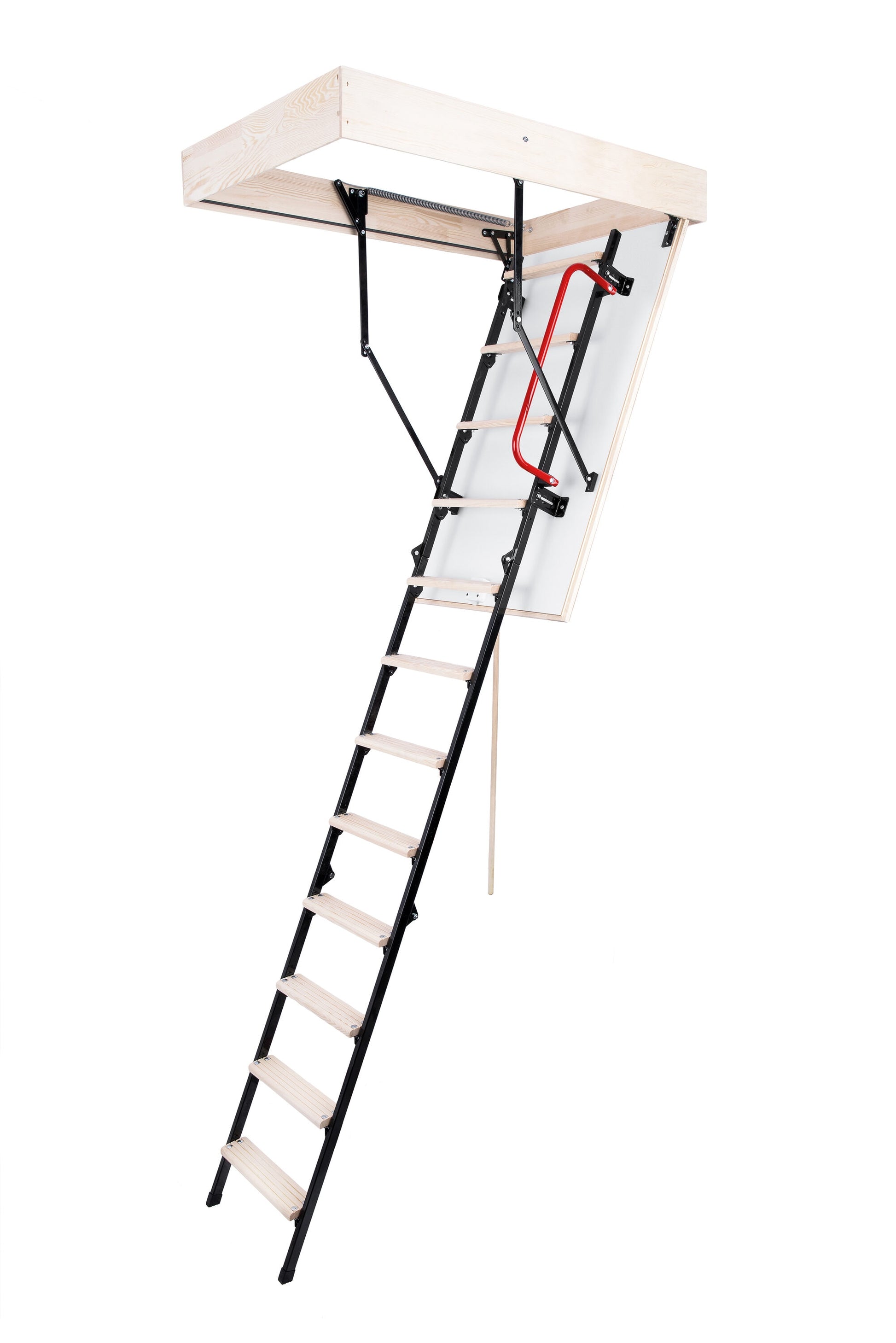 STAIRLUXE Metal Folding Attic Ladder 8-ft to 9.18-ft (Rough Opening: 22.44-in x 51.97-in) with 352-lb Capacity ADDE5121110