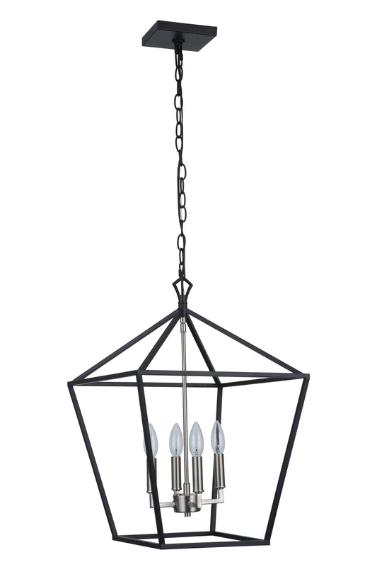 Craftmade Flynt II 4 -Light Flat Black/Brushed Polished Nickel Traditional Square Medium Hanging Pendant light 4852279