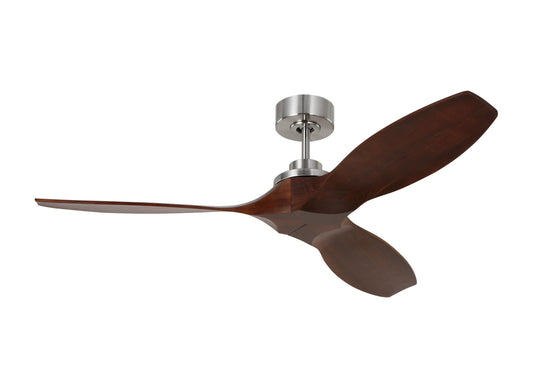 Generation Lighting Collins 52 Smart 52-in Brushed Steel with Dark Walnut Blades Indoor/Outdoor Smart Ceiling Fan and Remote (3-Blade) 3CLNSM52BS