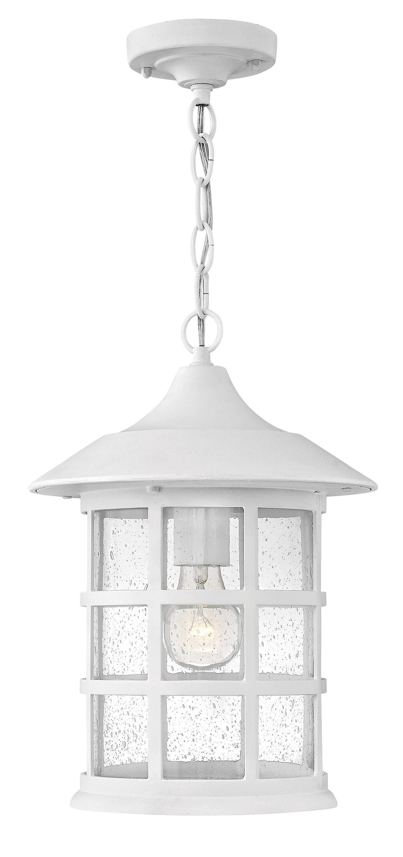 Hinkley Freeport Textured White Coastal Seeded glass Cylinder Medium Outdoor Hanging Pendant light 5366282