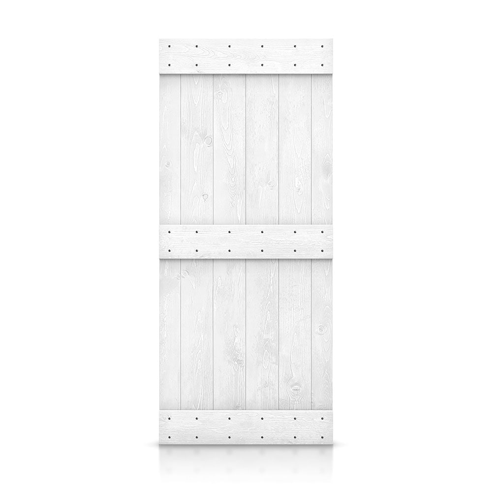 CALHOME 30-in x 84-in White Pine Wood Solid core Single Barn Door (Hardware Not Included)