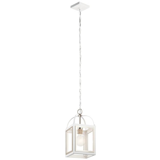 Kichler Vath 1 -Light White w/Polished Nickel Vintage Lantern Medium Hanging Pendant light 2479401