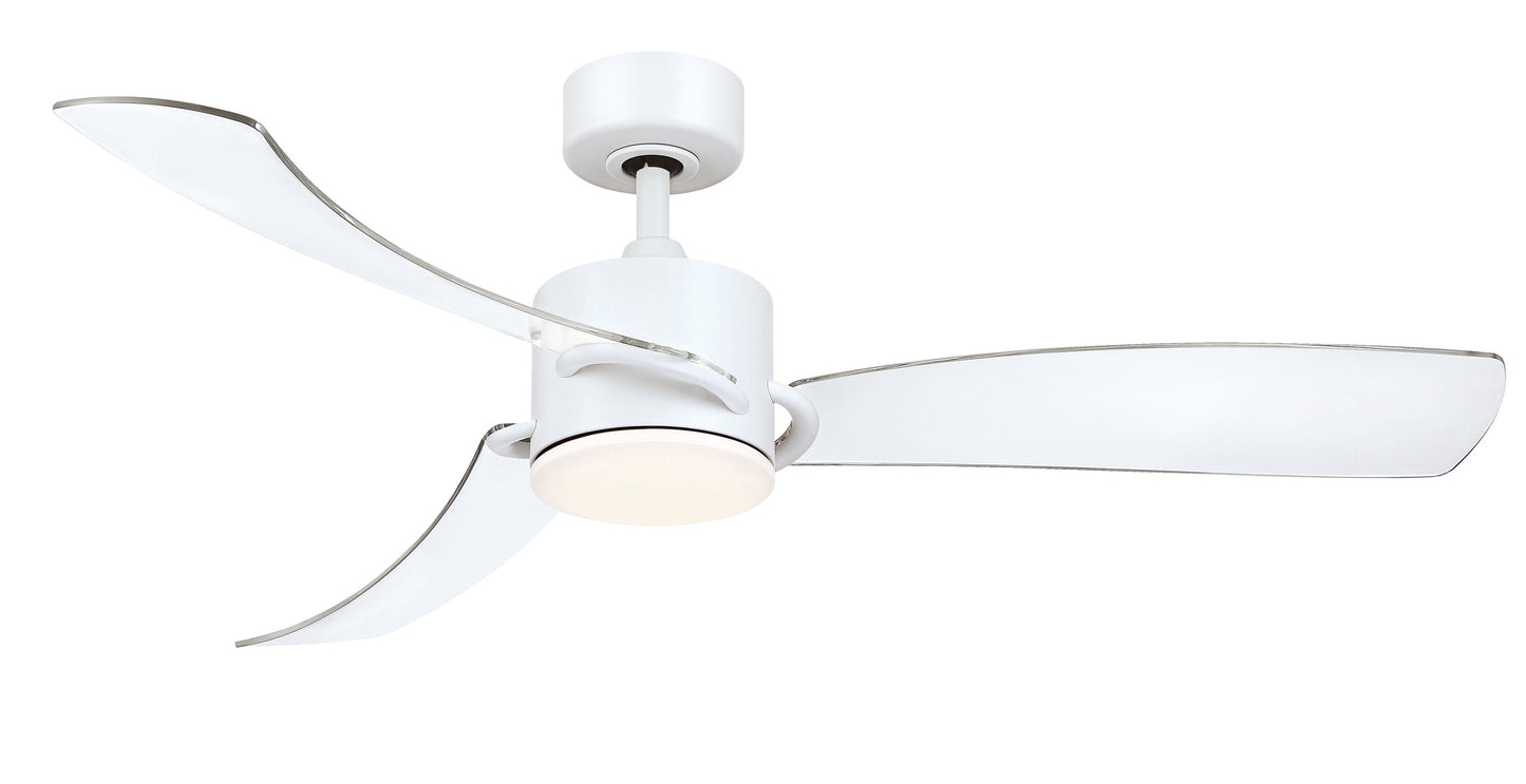 Fanimation SculptAire 52-in Integrated LED Matte White with Clear Blades Propeller Ceiling Fan With Light - Remote Included ( 3 -Blade ) 5375616