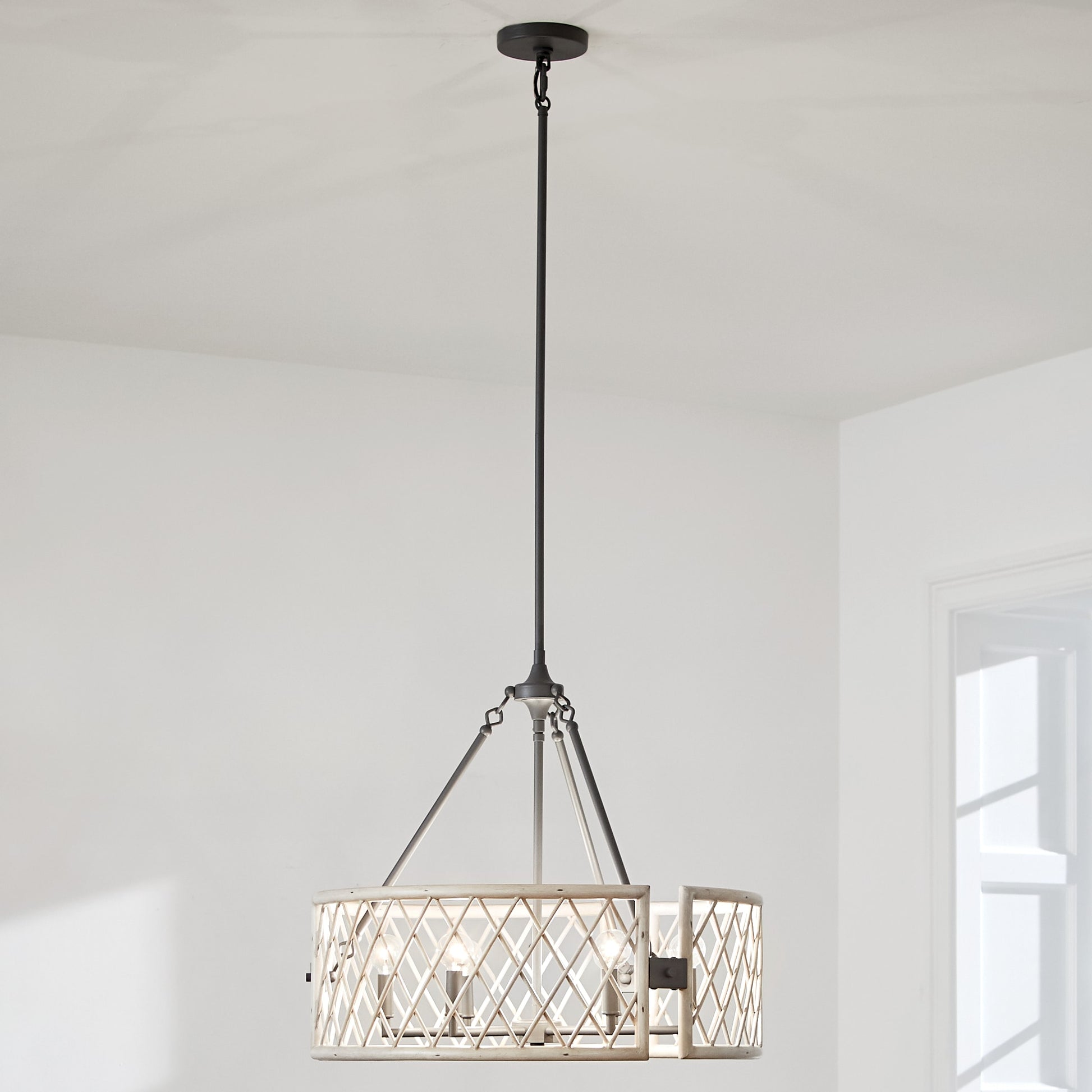 Kichler Oana 6 -Light Gray Farmhouse Cage For Use in Bedrooms, Dining Rooms, Foyers, Kitchens, Living Rooms Chandelier 2479402