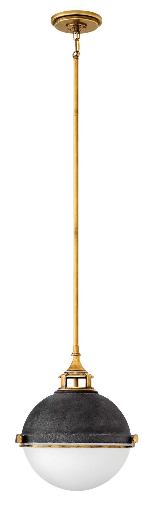 Hinkley Fletcher 2 -Light Aged Zinc Traditional Opal glass Globe Medium Hanging Pendant light 3661558