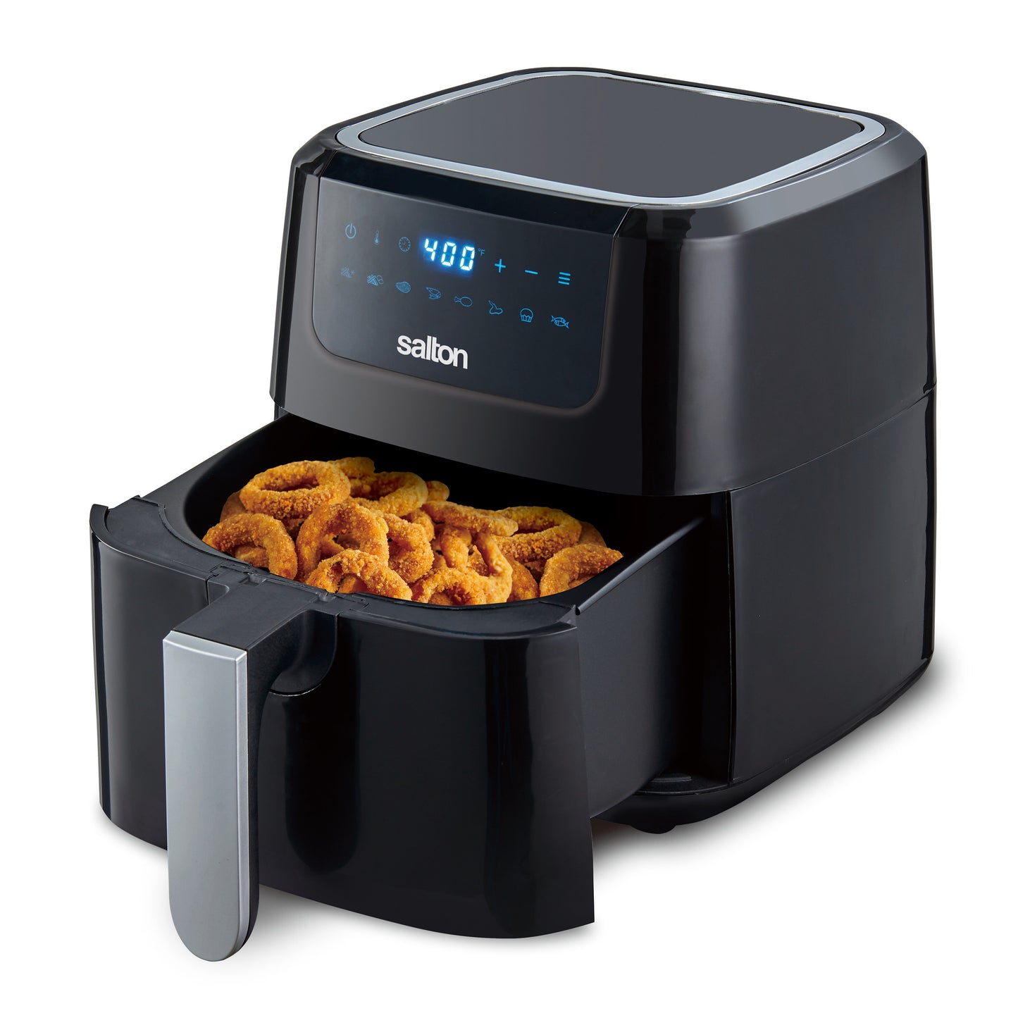 Salton Black Digital Air Fryer 5.3-Quart Non-Stick Basket, Oil-Less, Programmable, 1400W, Adjustable Thermostat, Crispy & Healthy Cooking AF2085