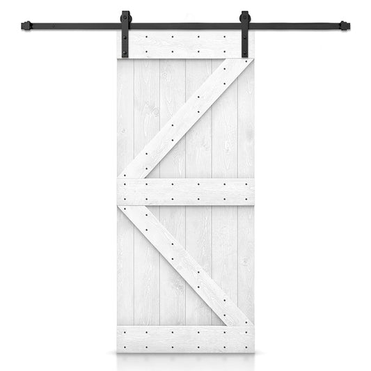 CALHOME 32-in x 84-in Light Cream Knotty pine Wood Solid core Single Barn Door (Hardware Included)