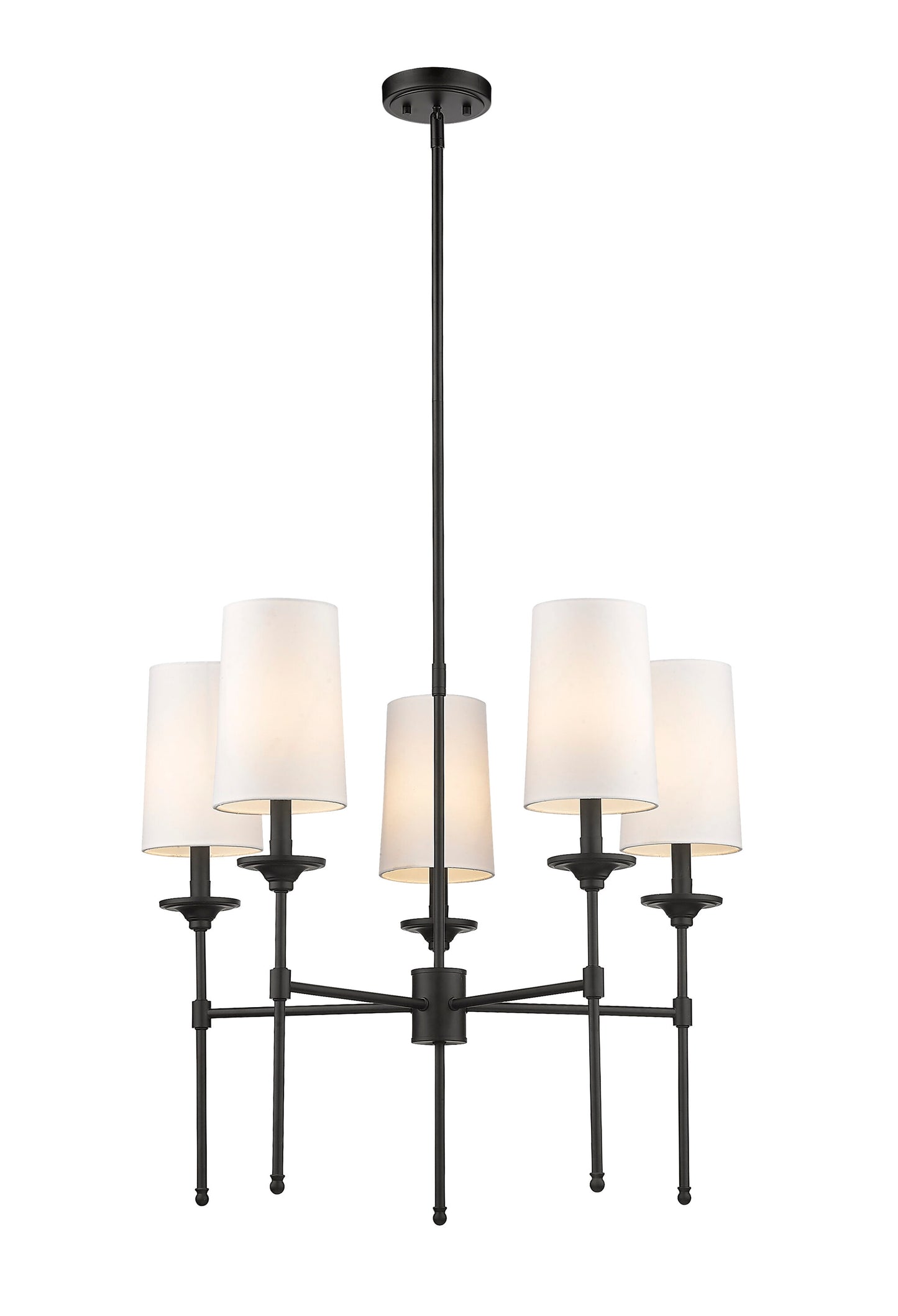 Z-Lite Emily 5 -Light Matte Black Transitional For Use in Bedrooms, Dining Rooms, Foyers, Kitchens, Living Rooms Chandelier