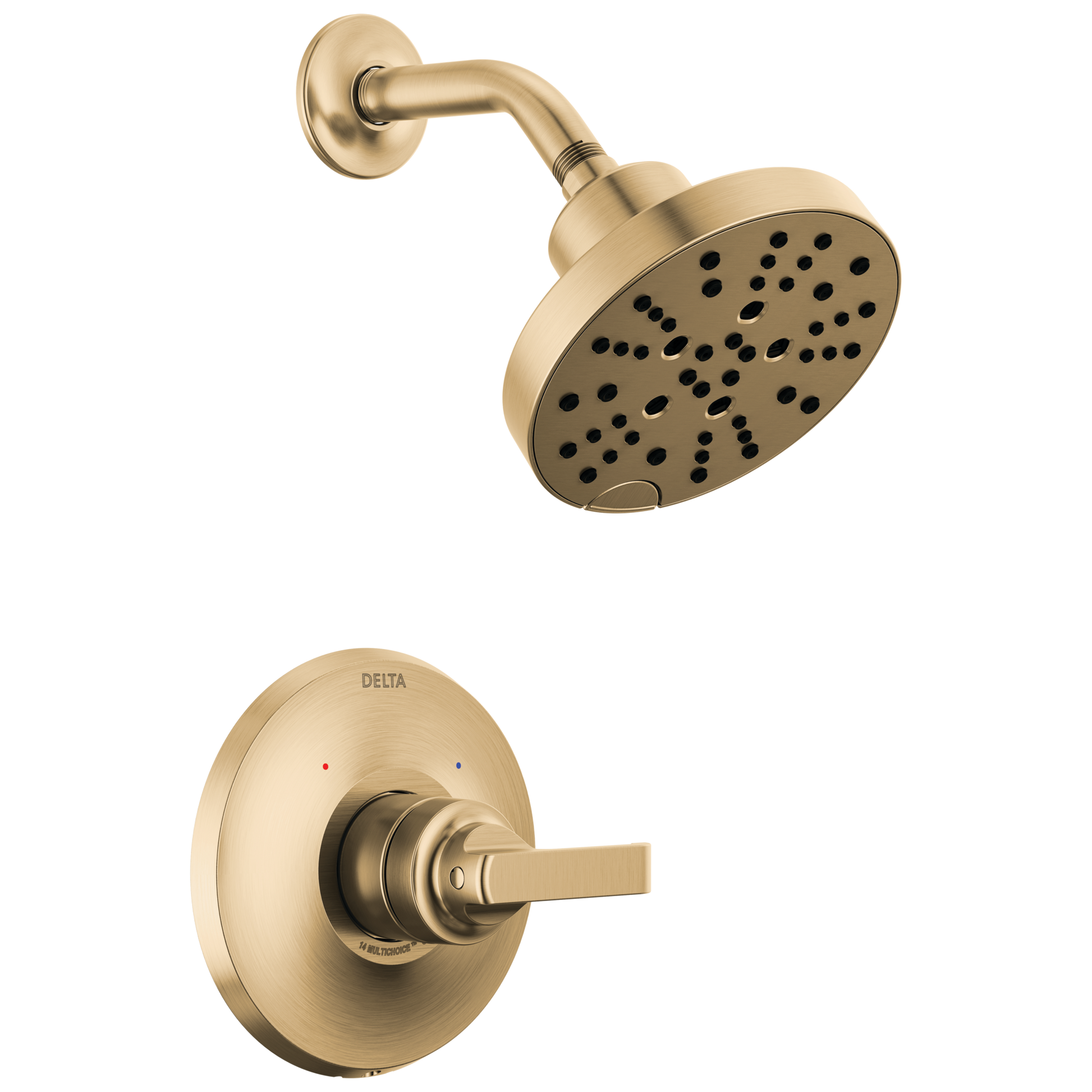 Delta Tetra Lumicoat Champagne Bronze 1-handle Multi-function 6-in Round Shower Faucet