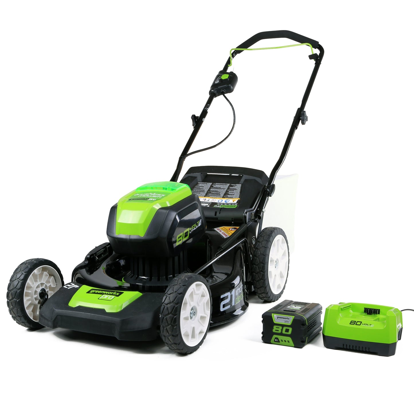 Greenworks 80-volt Max 21-in Cordless Push Lawn Mower 4 Ah (1-Battery and Charger Included) GLM801602