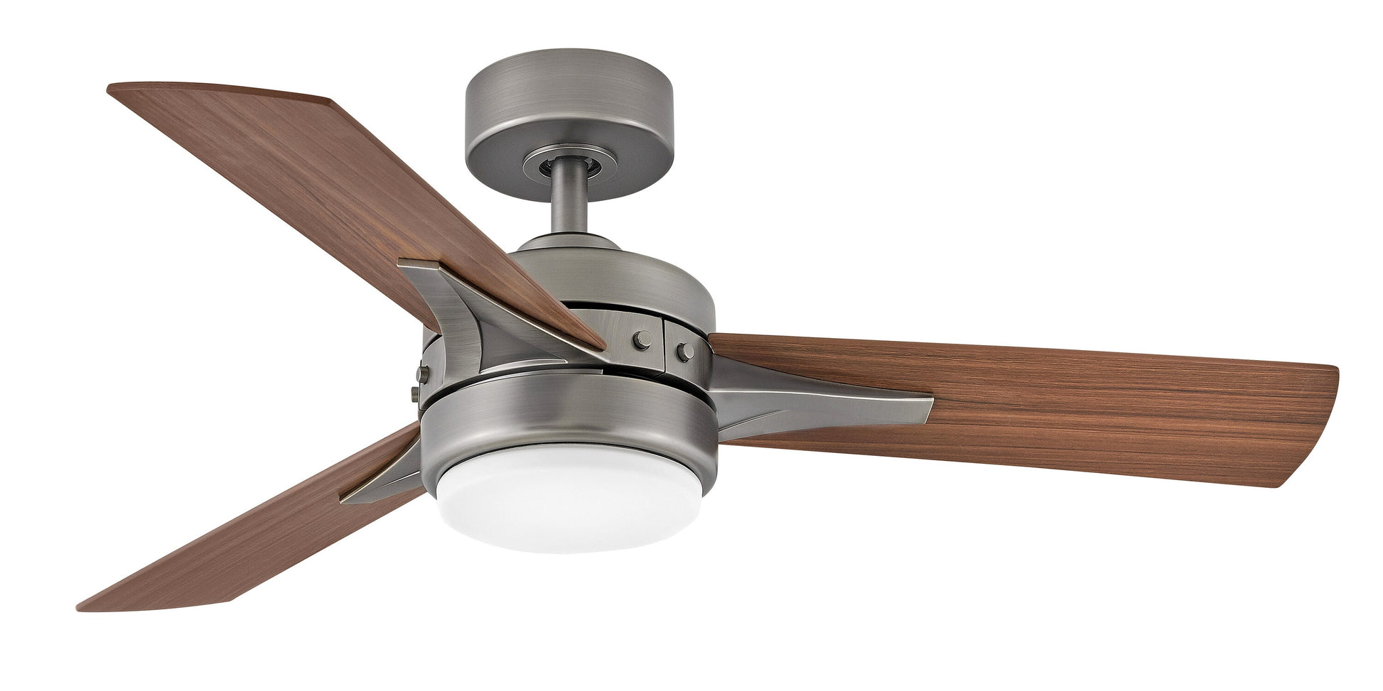 Hinkley Ventus 44-in Integrated LED Smart Pewter with Teak Blades Propeller Ceiling Fan With Light - Remote Included ( 3 -Blade ) 5528953