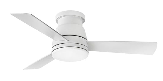 Hinkley Trey 44-in Matte White Integrated LED Indoor/Outdoor Flush Mount Smart Propeller Ceiling Fan with Light and Remote (3-Blade) 902744FMW-LWD