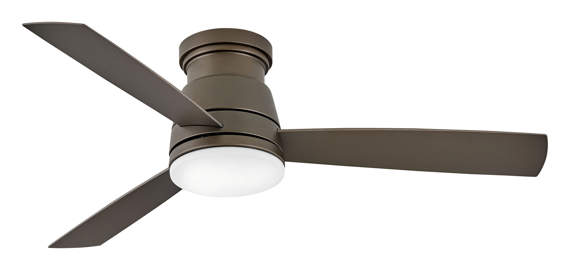 Hinkley Trey 52-in Metallic Matte Bronze Integrated LED Indoor/Outdoor Smart Propeller Ceiling Fan with Light and Remote (3-Blade) 902752FMM-LWD