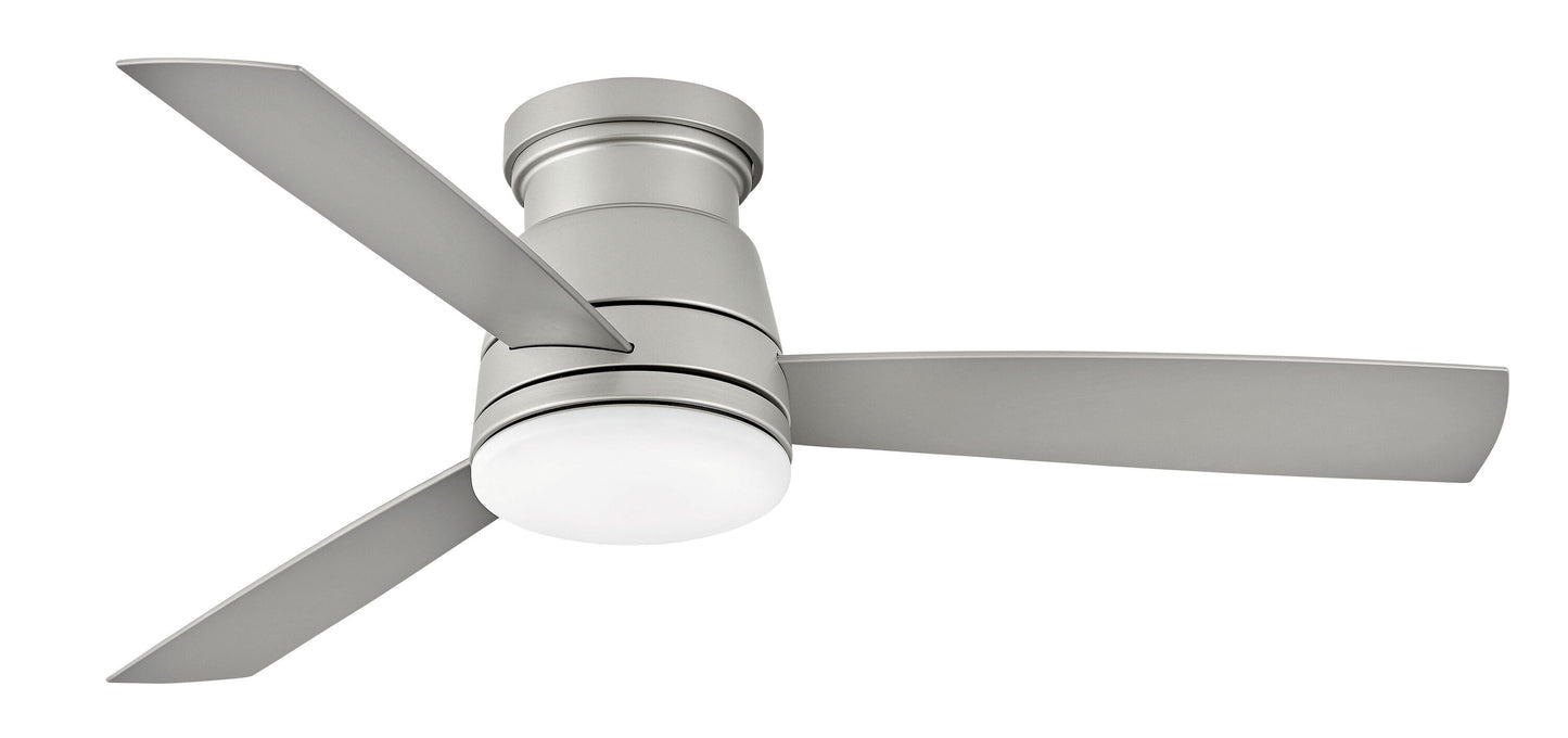 Hinkley Trey 52-in Integrated LED Outdoor Flush Mount Smart Brushed Nickel with Silver Blades Propeller Ceiling Fan With Light - Remote Included ( 3 -Blade ) 5528915